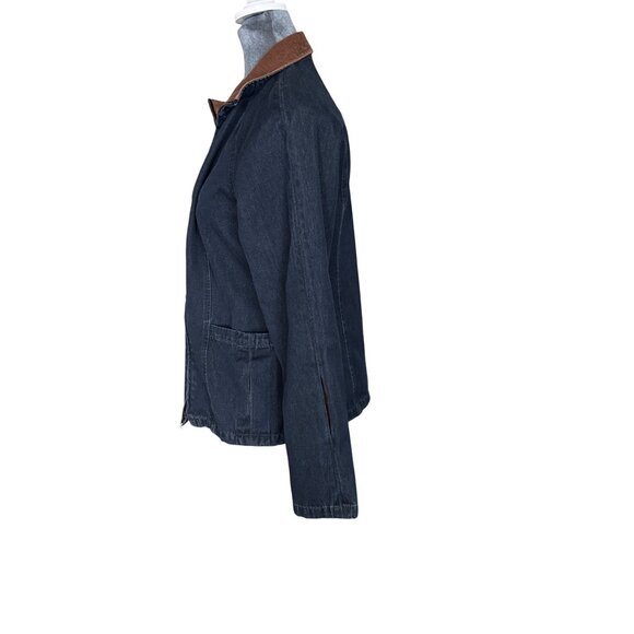 Womens F3111 Denim Jacket W/Brown Corduroy Collar Zip Front Medium Fit Casual Ou - Picture 3 of 6